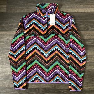 WeSC Mitch ZigZag Unisex Polar Fleece Pullover Jacket Aztec Southwestern Medium